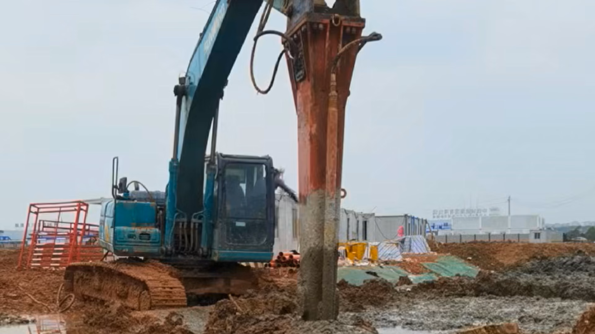 ALLU PMX performing soft soil stabilization with high-output in-situ mixing on a demanding construction site.